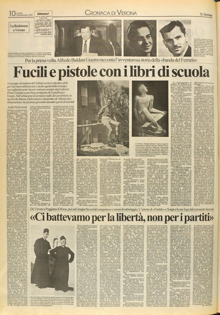 Pagina 10 del quotidiano L’Arena di lunedì 20/09/1993 in cui vengono narrate le vicende della "Banda del Ferraris"
